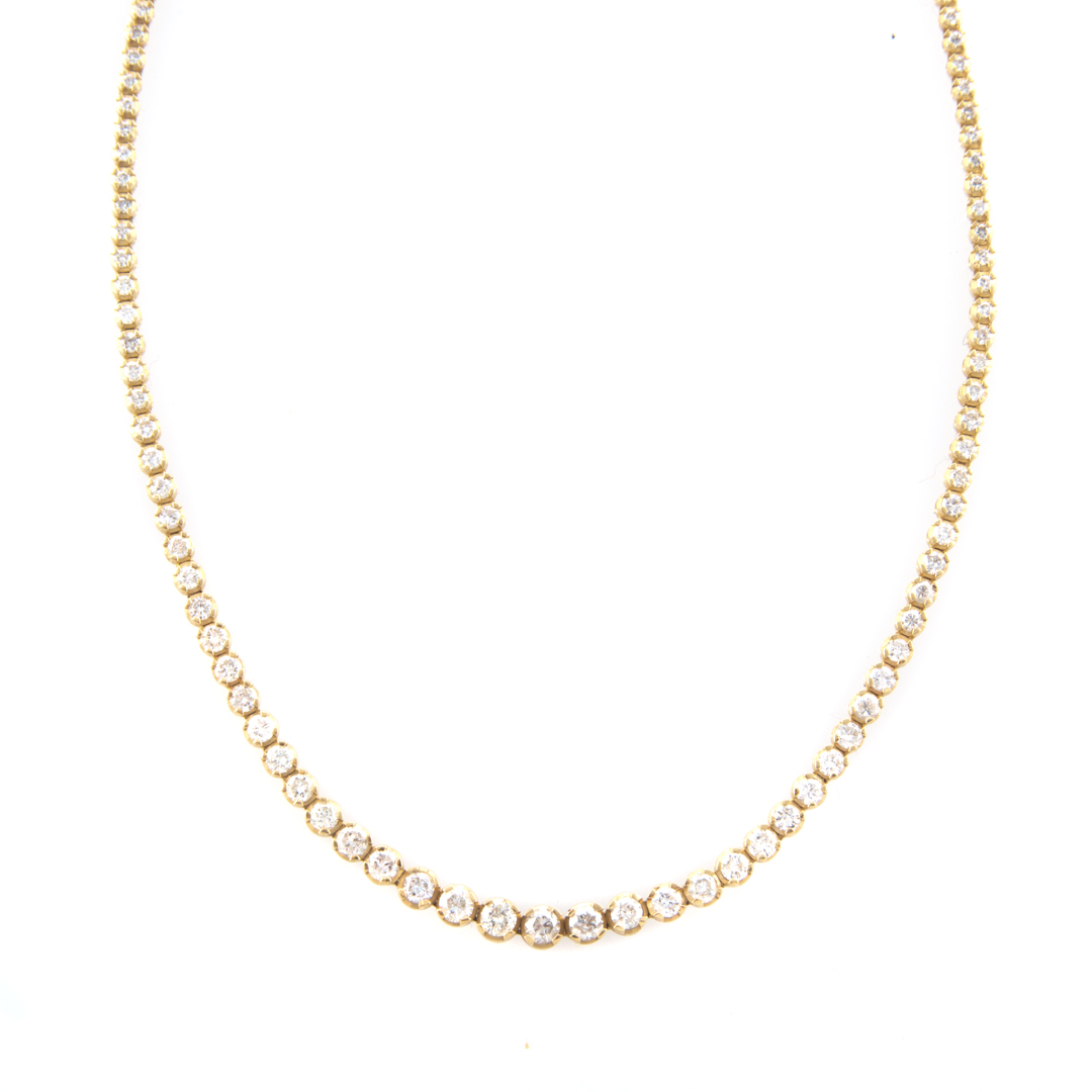 Appraisal: A Lady's Graduated Straight Line Diamond Necklace K yellow gold