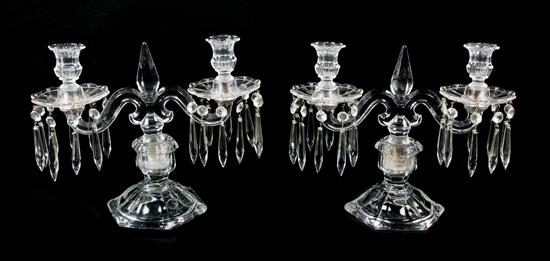 Appraisal: Sale Lot A Pair of Molded Glass Two-Light Candelabra each