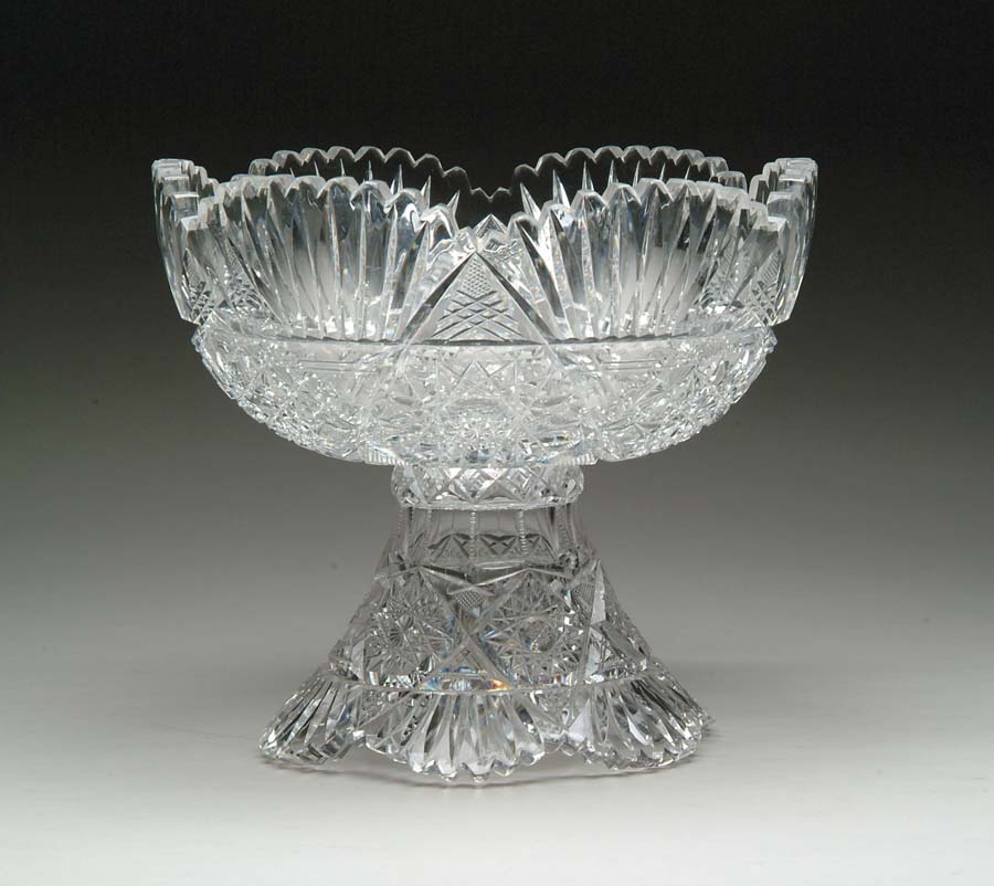 Appraisal: CUT GLASS BOWL AND PEDESTAL Wonderful bowl and pedestal is