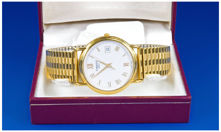 Appraisal: ct Gold Gents Tissot Wristwatch White Porcelain Dial With Roman