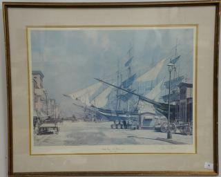 Appraisal: John Stobart print South Street New York in pencil signed