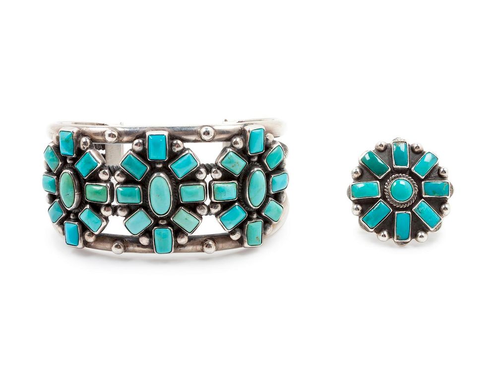 Appraisal: Verdy Jake Dine th Century Silver and Turquoise Bracelet together