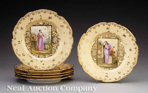 Appraisal: A Set of Six Dresden Gilt-Decorated Porcelain Cabinet Plates c