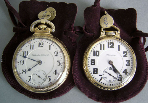 Appraisal: Two Hamilton gold filled open face pocket watches one -