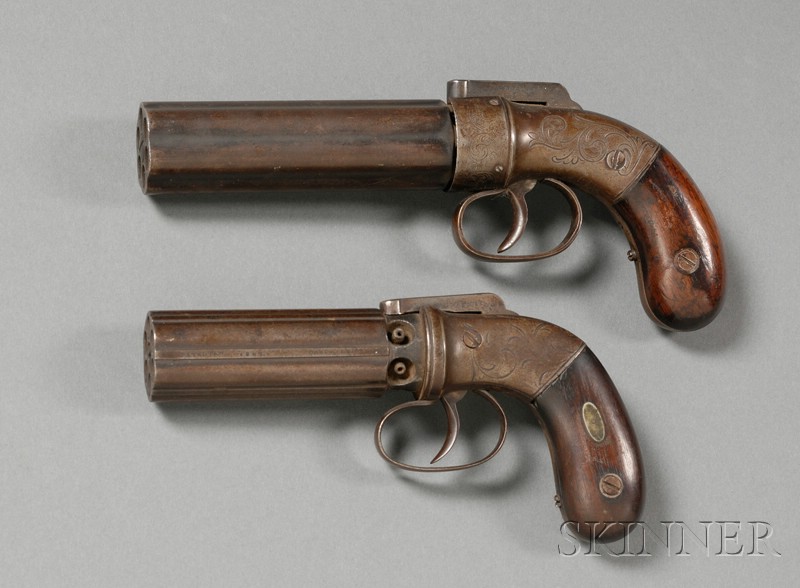 Appraisal: Two Pepperbox Pistols One engraved Allens Pattern the other slightly