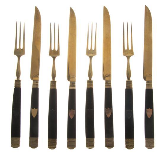 Appraisal: Partial Set of Continental Gold Wash Flatware comprising knives and