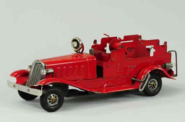 Appraisal: MARX ''FIRE DEPT'' TRUCK Louis Marx pressed steel service truck