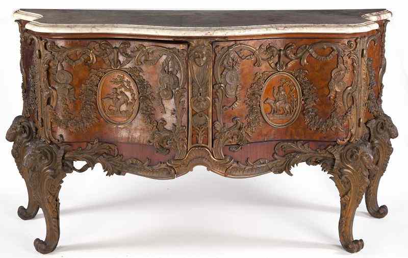 Appraisal: Louis XV Style Parquetry Commode th century serpentine form with