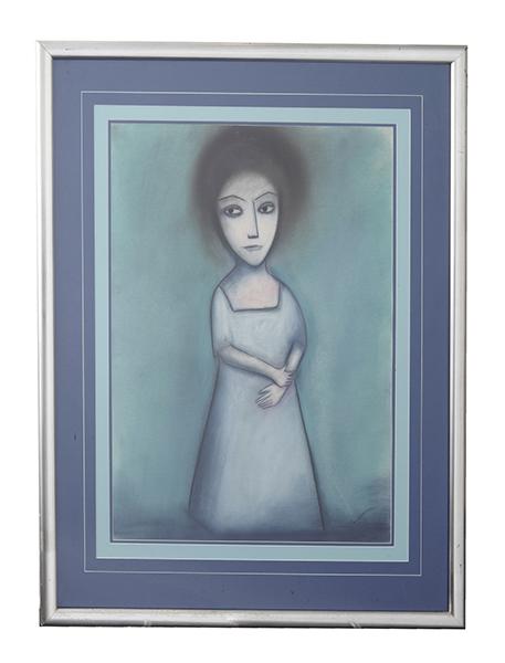 Appraisal: ROBERT DICKERSON b 'BLUE GIRL' pastel on paper in original