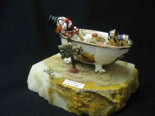 Appraisal: Artist Figurine of Clown Resting in a Tub ''No Vacancy''