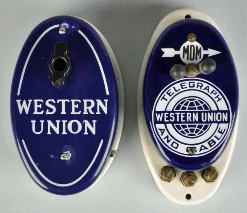 Appraisal: Lot of Porcelain Western Union Call Boxes Condition Very Good