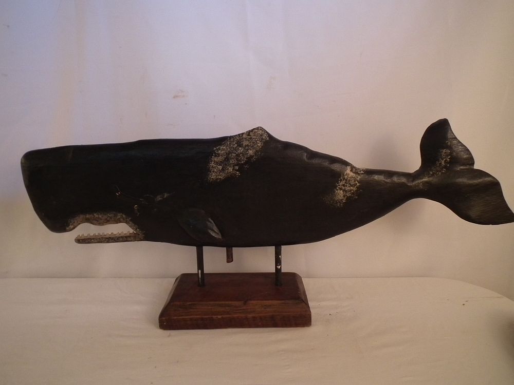 Appraisal: CARVED WHALE PLAQUE Large old carved whale plaque with open