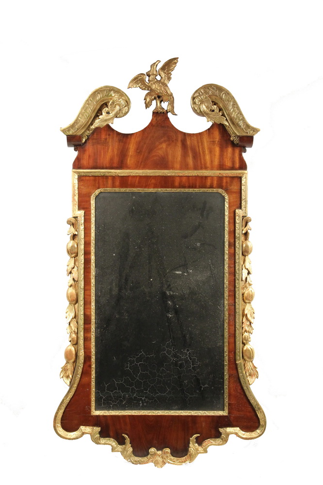 Appraisal: ENGLISH LOOKING GLASS - Large Chippendale Georgian Mahogany and Parcel