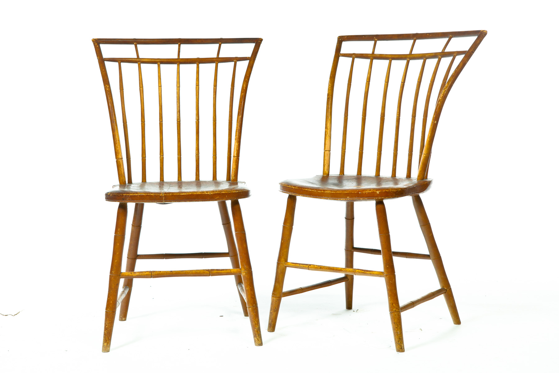 Appraisal: SET OF FOUR BIRDCAGE BAMBOO TURNED WINDSOR CHAIRS American st