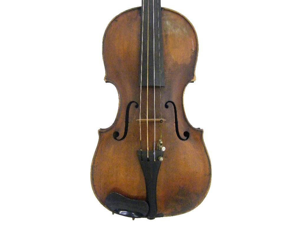 Appraisal: Late th century violin probably English the one piece back