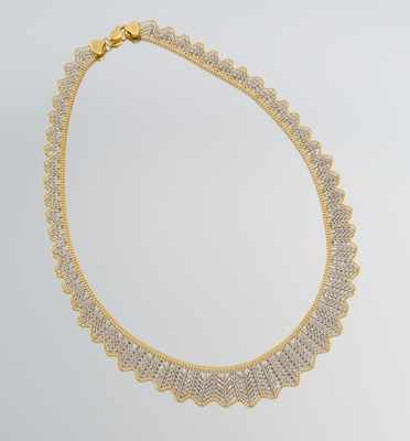 Appraisal: A Ladies' Two Tone Gold Lace Necklace k yellow and