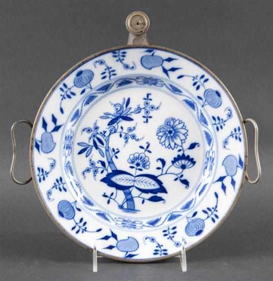 Appraisal: German blue and white transfer decorated porcelain and sheet metal