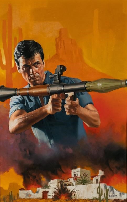 Appraisal: Danny Crouse American - Oil on board action star illustration