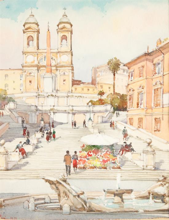 Appraisal: Italian School th century The Spanish Steps Rome watercolor on