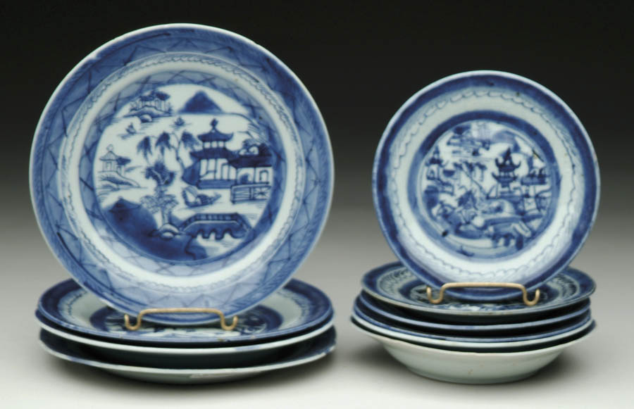 Appraisal: TEN MISCELLANEOUS BLUE AND WHITE CANTON PLATES AND BOWL th