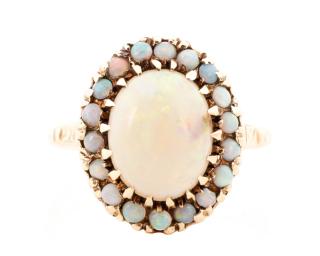 Appraisal: Ladies k Yellow Gold and Opal Halo Ring A ladies