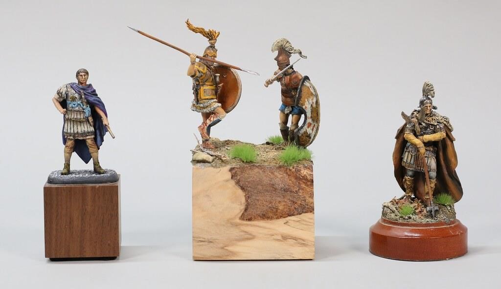 Appraisal: hand painted metal toy soldier figurines and a diorama Romans