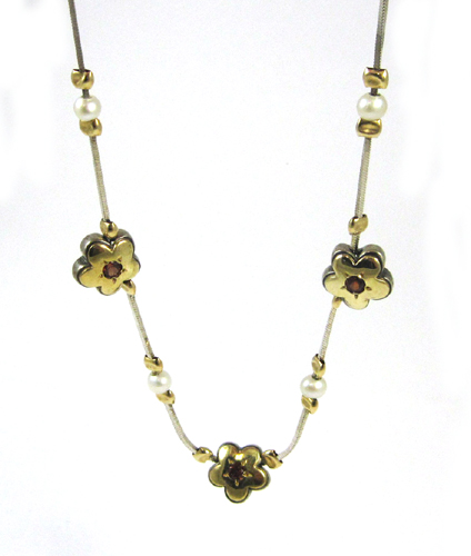 Appraisal: GARNET PEARL AND FOURTEEN KARAT GOLD NECKLACE The - inch