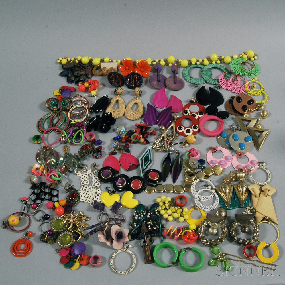 Appraisal: Group of Plastic and Oversized Costume Jewelry including neon-colored necklaces