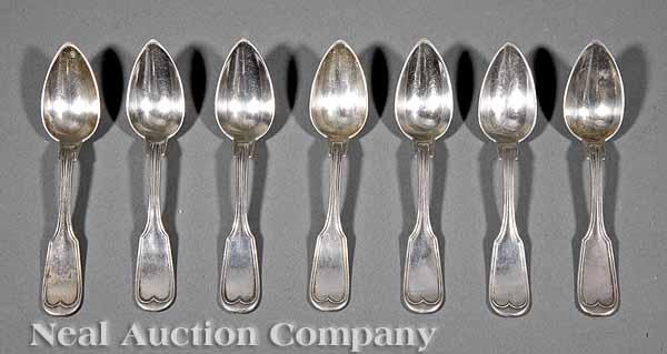 Appraisal: A Set of Eleven Coin Silver Fiddlethread Demitasse Spoons by