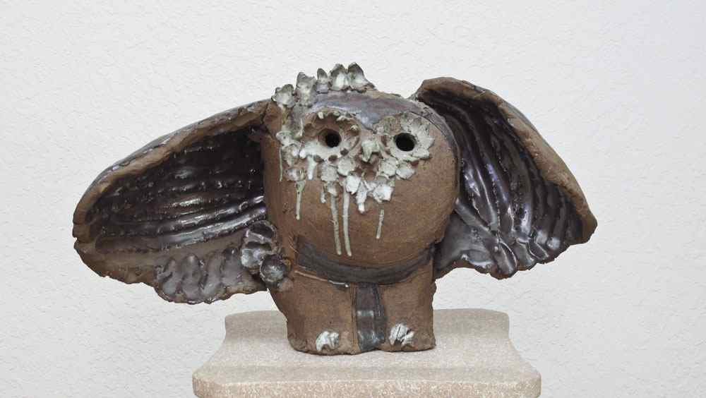 Appraisal: NOSTI Harold American th C Owl Glazed and Fired Clay