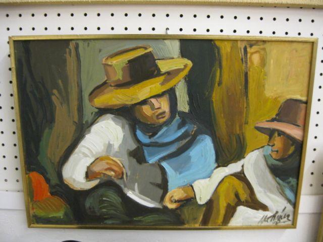 Appraisal: M Chirez Oil Two Figures x estate of Mary A