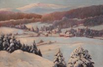 Appraisal: George Harold Mitchell American b Village Snow Scene Oil on