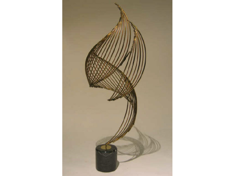 Appraisal: C JERE AMERICAN Brass spiraled sculpture on marble base h