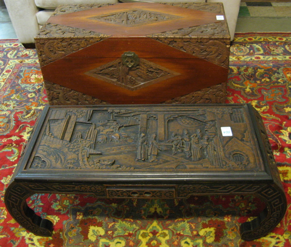 Appraisal: BLANKET CHEST COFFEE TABLE Chinese mid th century The camphor