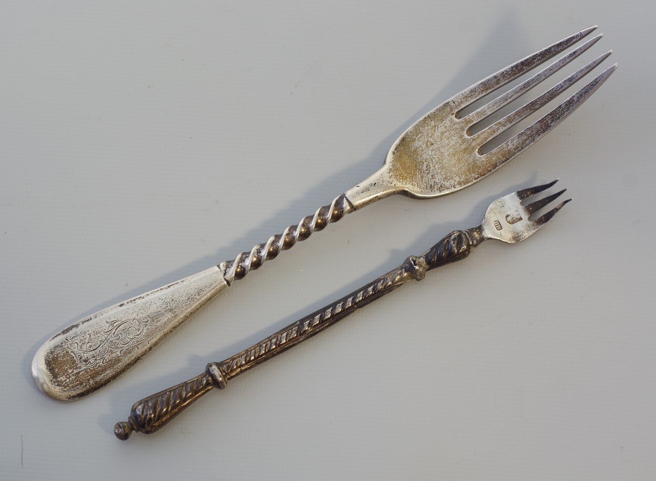 Appraisal: Imperial Russian silver forks tine luncheon fork dated AC with