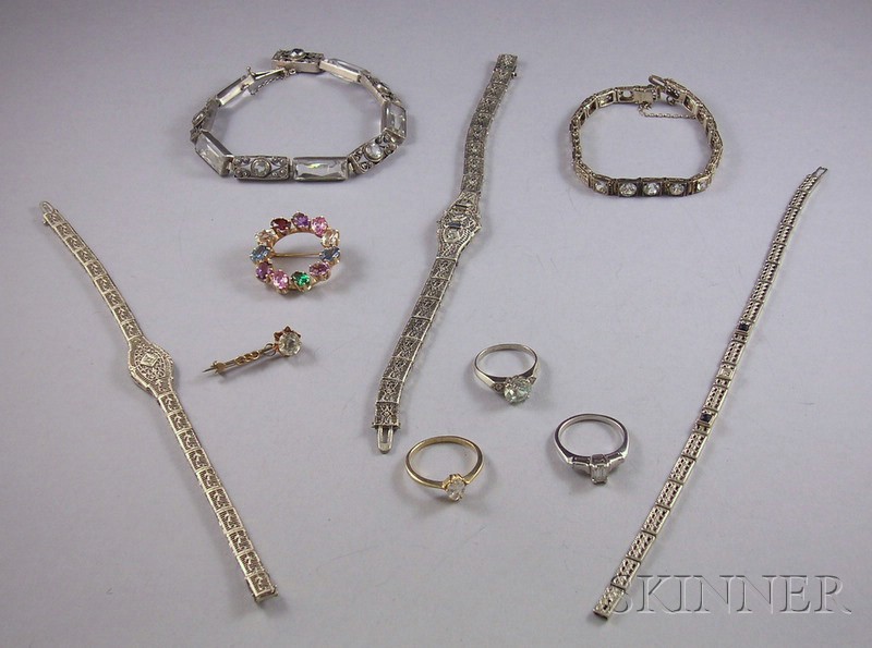 Appraisal: Group of Diamond and Synthetic Diamond Jewelry including two diamond