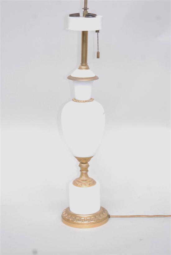 Appraisal: WHITE BRISTOL GLASS URN FORM TABLE LAMP H