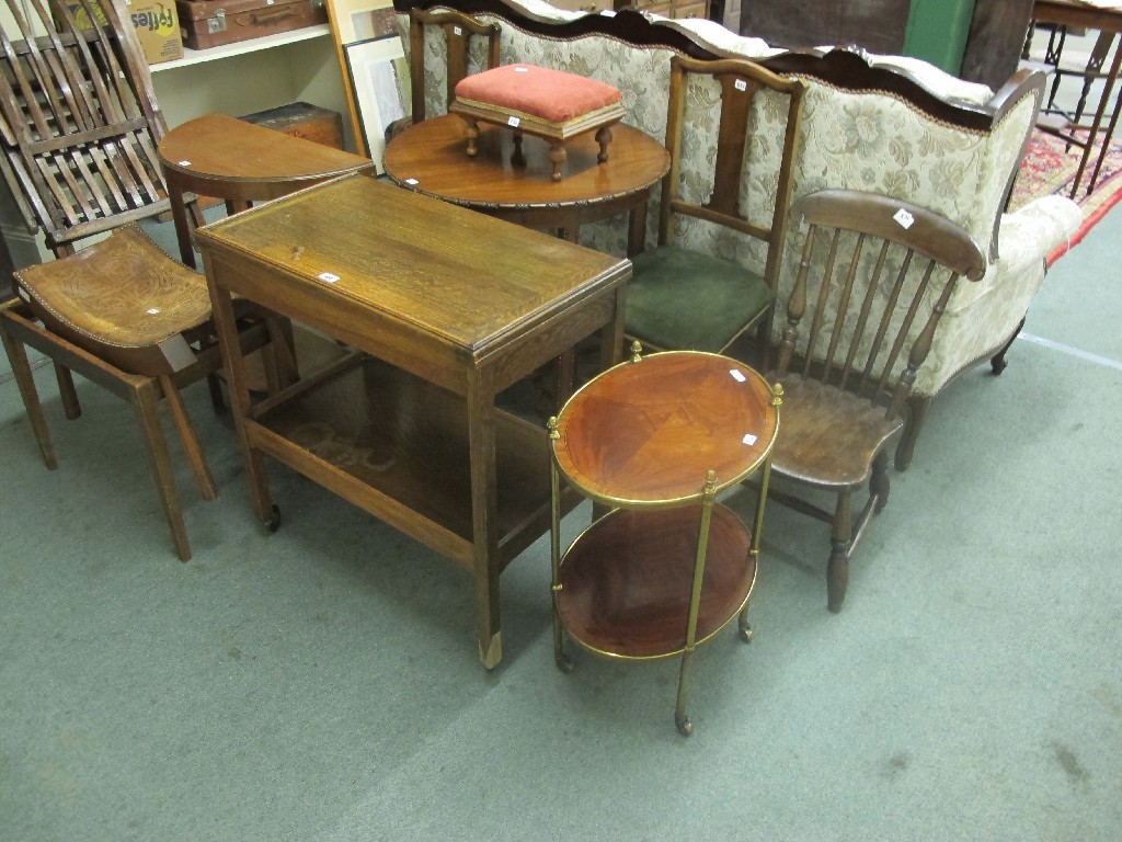 Appraisal: Two tea trolleys two stools two occasional tables and three