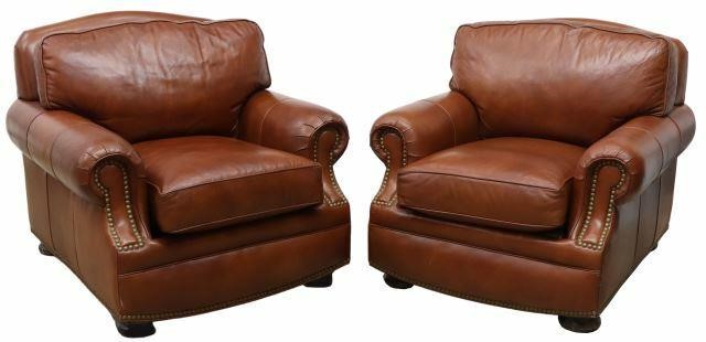 Appraisal: pair Contemporary leather armchairs Hancock and Moore late th c