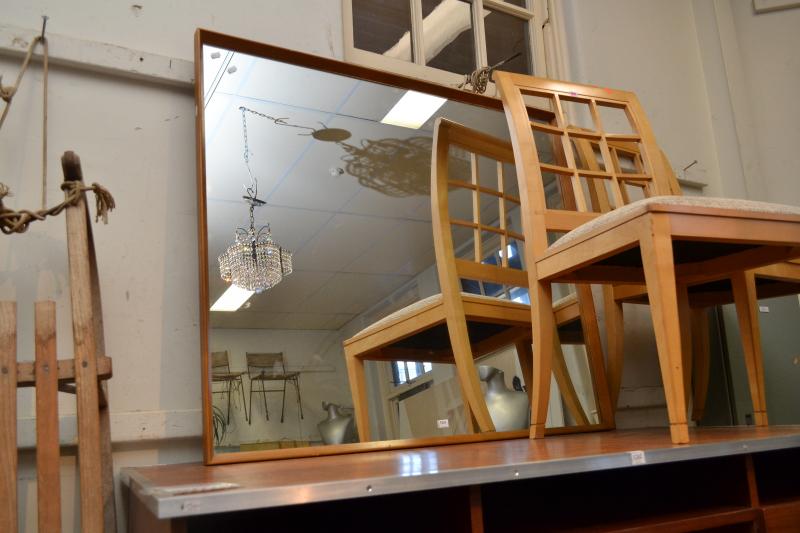 Appraisal: A 'S TEAK FRAMED MIRROR A 'S TEAK FRAMED MIRROR