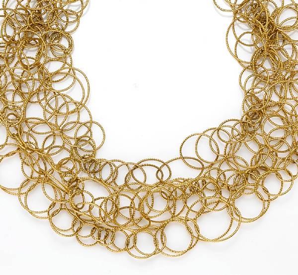 Appraisal: A fourteen karat gold endless circle link necklace weighing approximately