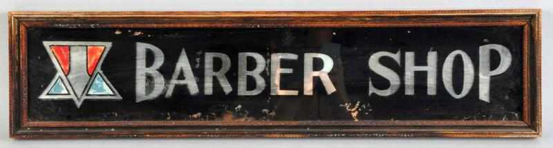 Appraisal: Reverse on Glass Barber Shop Sign s to s Complete