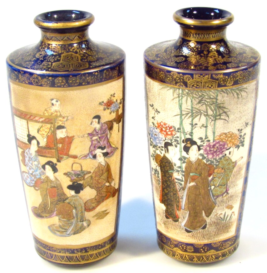 Appraisal: A pair of Japanese Meiji period satsuma pottery vases each