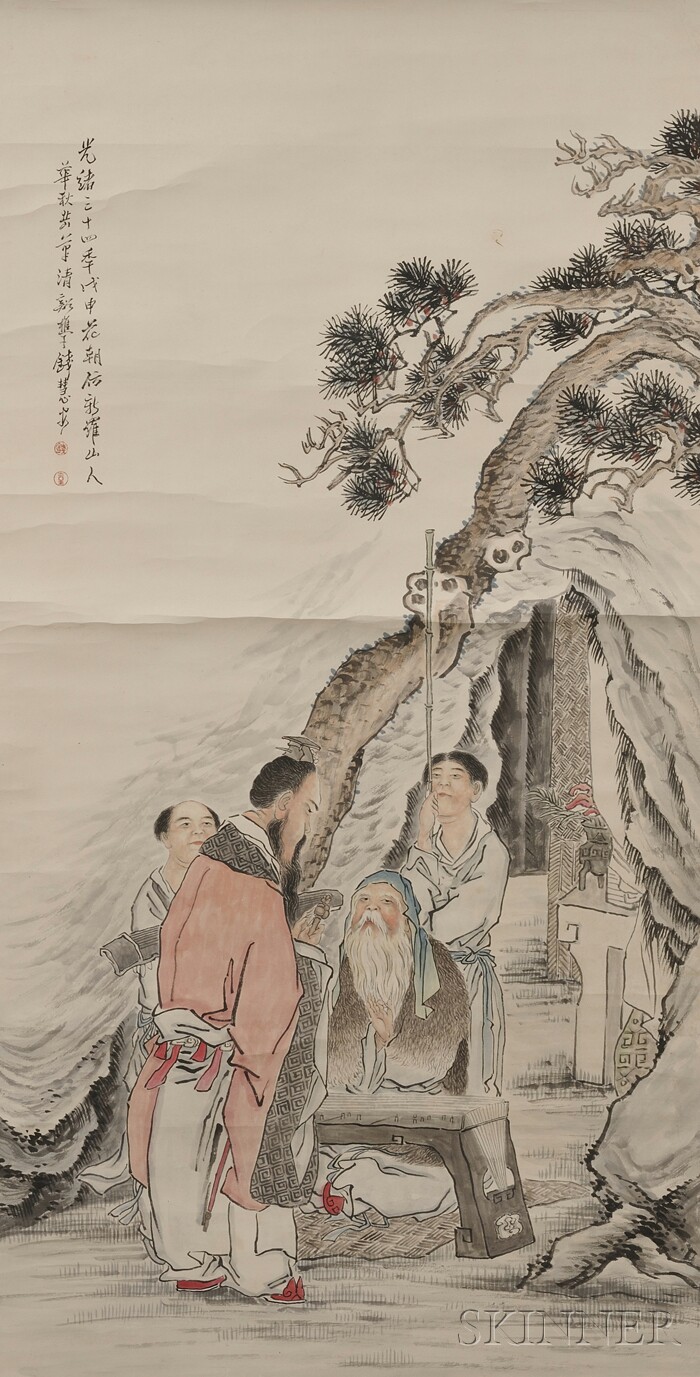 Appraisal: Hanging Scroll China ink and colors on paper depicting the