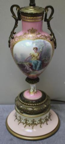 Appraisal: SEVRES Porcelain Urn Mounted as a Lamp Nice quality with