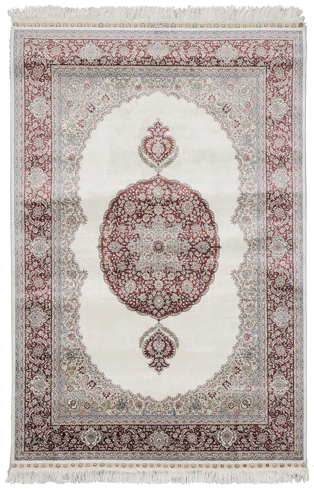 Appraisal: Silk Rug Persian modern silk foundation and pile central medallion