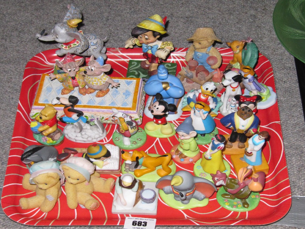 Appraisal: Tray lot of assorted Walt Disney characters and two 'Cherished