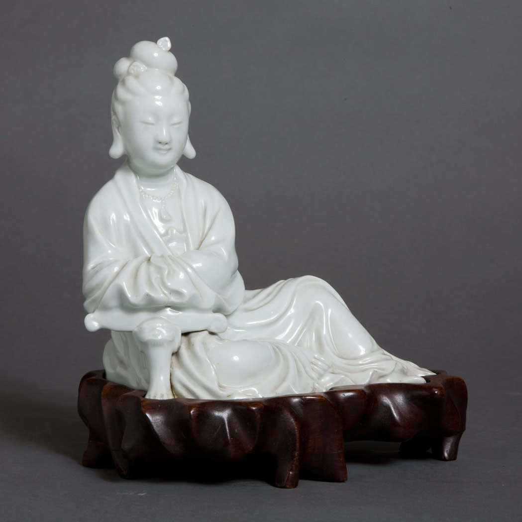 Appraisal: Chinese Blanc de Chine Glazed Porcelain Guanyin Seated in a