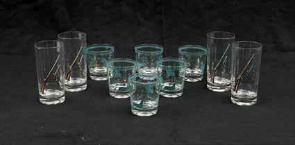 Appraisal: Set of Four High Ball Glasses with Enameled Decoration of