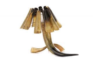 Appraisal: Unusual Ox Horn Curiosity Table Lamp Early th century An